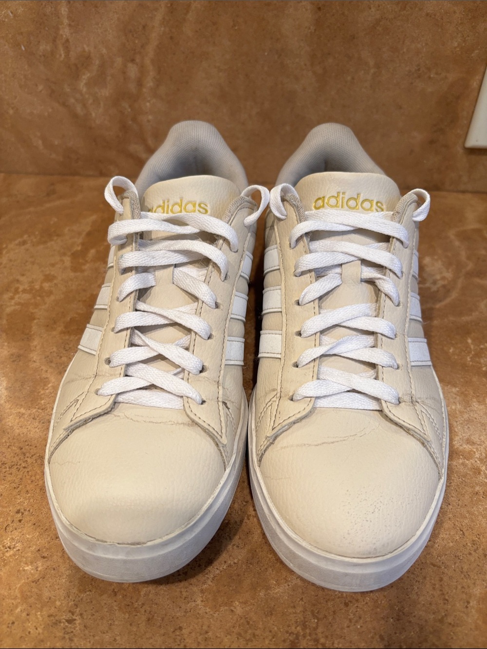 adidas White and Gold Women Sneakers